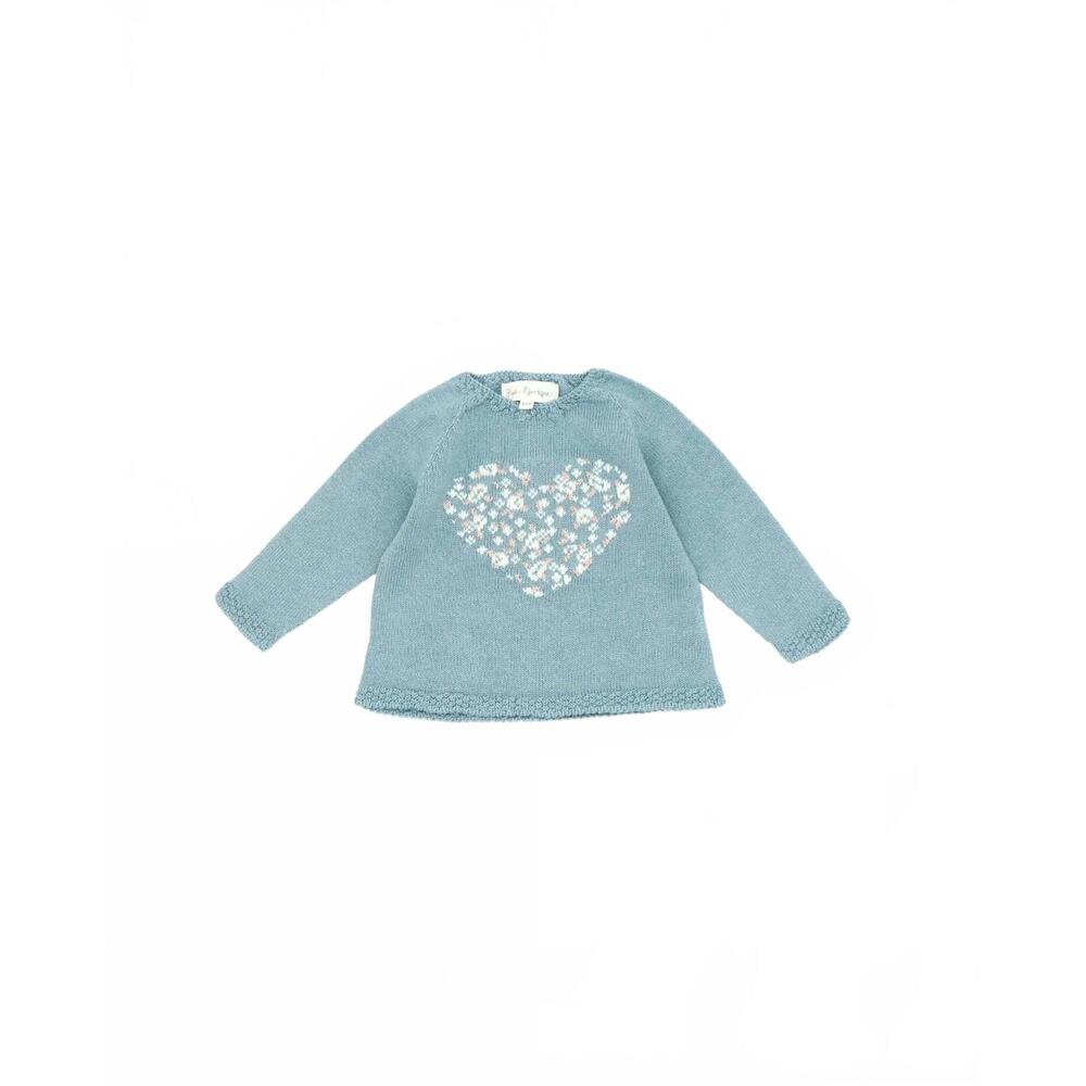 NEW FINA EJERIQUE girl's heart knit sweater in blue